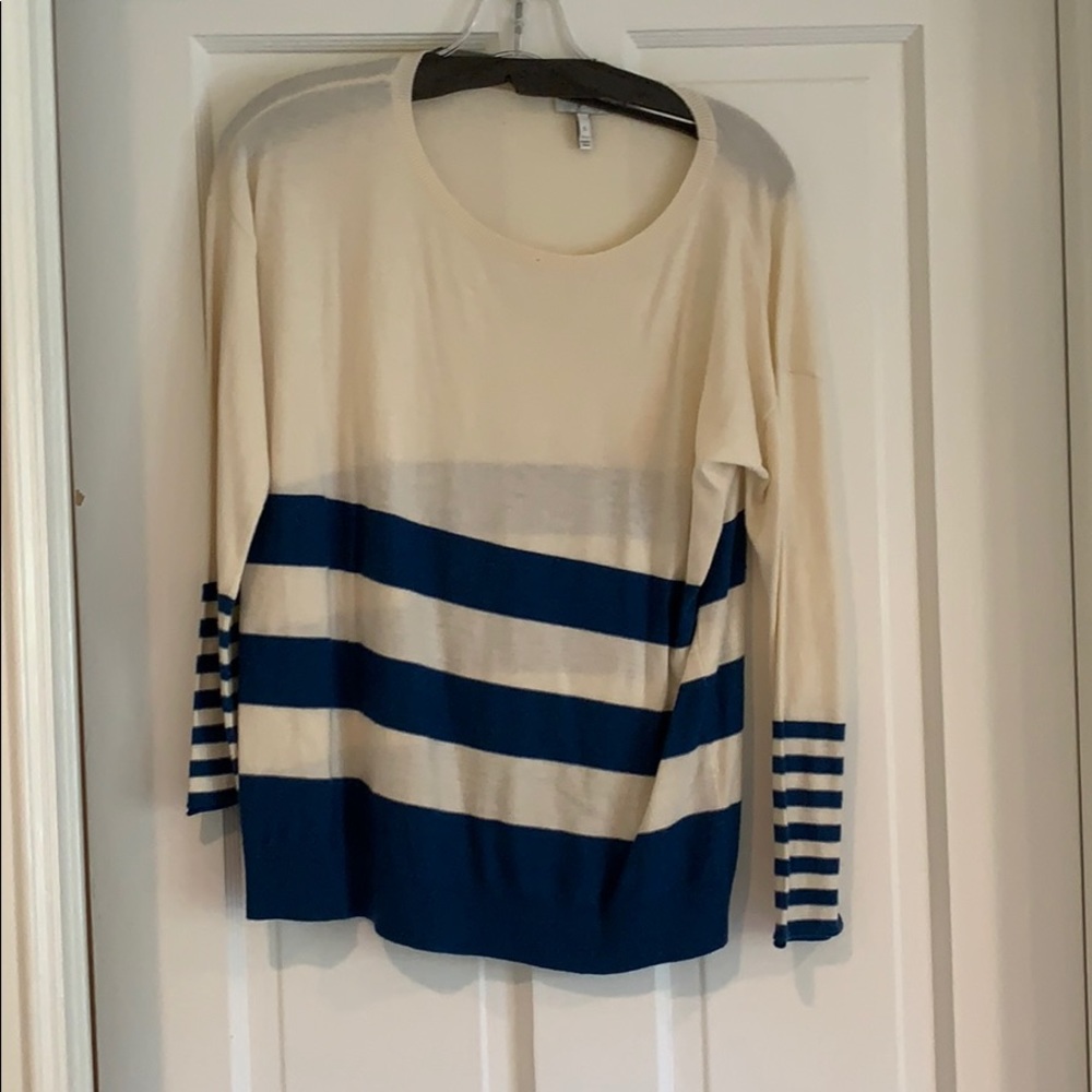 Joie Cashmere cream/white and blue sweater